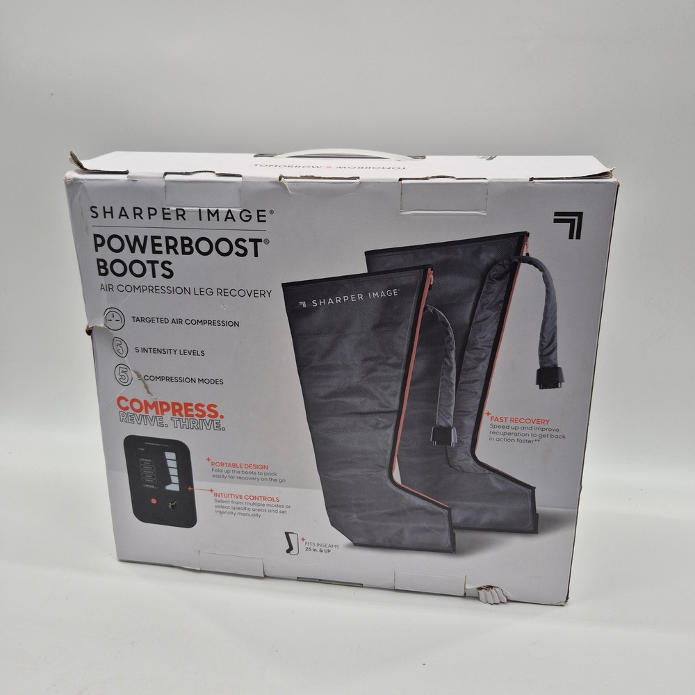 Sharper Image Powerboost Boots Air Compression Leg Recovery Unisex OS Gray